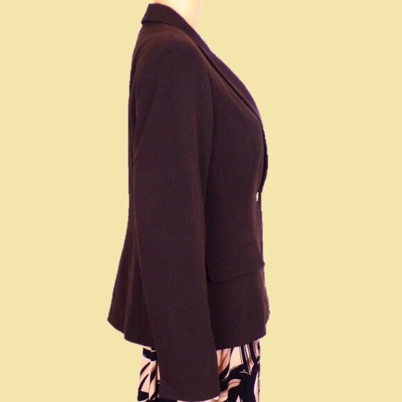 CALVIN KLEIN size 8 chocolate-brown blazer polyester/rayon/spandx dry clean only - Picture 5 of 15